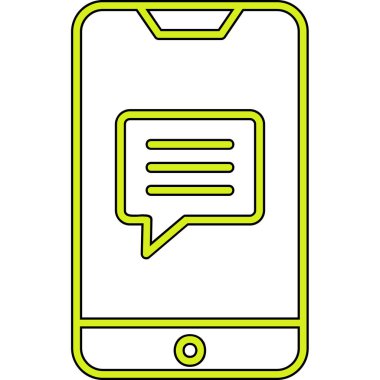 Ekran simgesinde konuşma balonu olan akıllı telefon, vektör illüstrasyon grafik tasarımı 