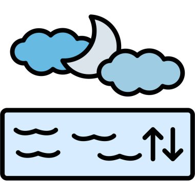 Bir bulut ve ay simgesinin vektör çizimi