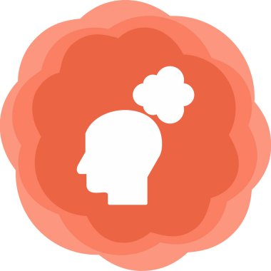 Düşünen baş simgesi, vektör çizimi basit tasarım