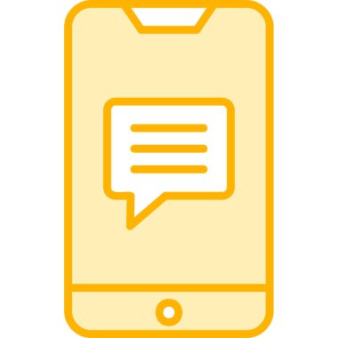 Ekran simgesinde konuşma balonu olan akıllı telefon, vektör illüstrasyon grafik tasarımı 