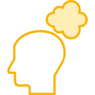 Düşünen baş simgesi, vektör çizimi basit tasarım