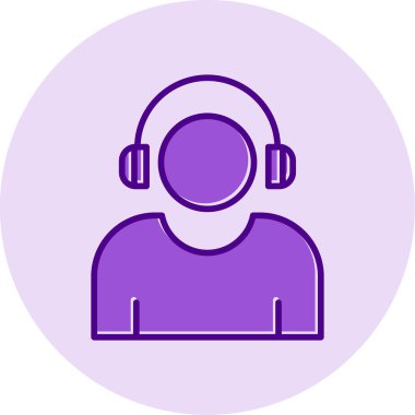 Etkilendirici kulaklık takar Web simgesi, vektör illüstrasyonu