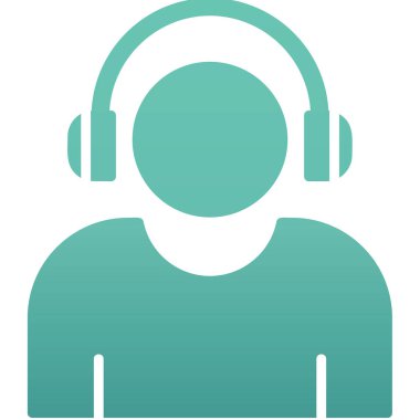 Etkilendirici kulaklık takar Web simgesi, vektör illüstrasyonu