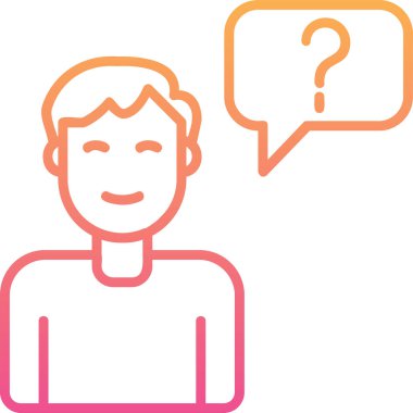 Müşteri Soru simgesi, vektör illüstrasyonu. Logotype. Konuşma balonunda soru işareti olan çocuk Avatar 'ı  