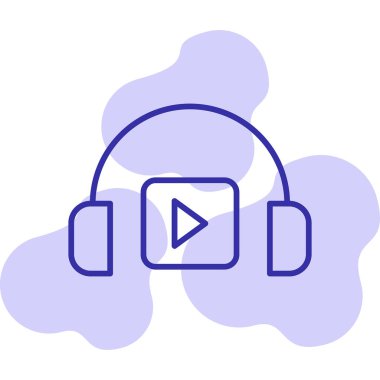 Podacast Dinleme eşleşmeli ikon vektör çizimi