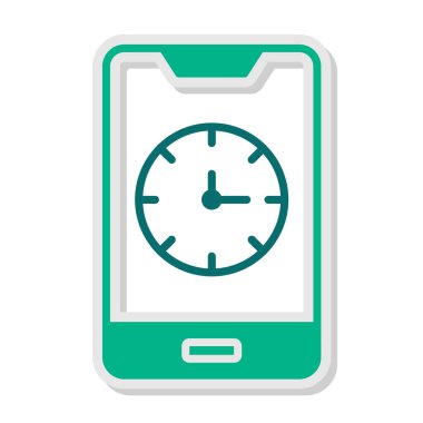 saat ve vektör illüstrasyonlu cep telefonu