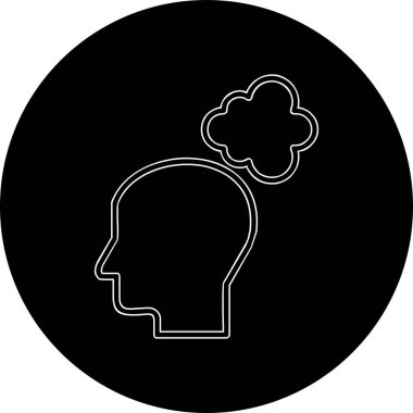 Düşünen baş simgesi, vektör çizimi basit tasarım