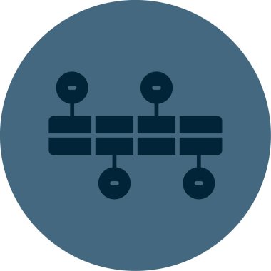 İş diyagramı simgesi. Ağ şeması simgesi. Veritabanı sembolü, vektör illüstrasyonu