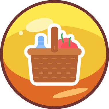 piknik sepeti simge vektör çizim