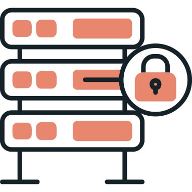 Şifrelenmiş sunucu simgesi, vektör illüstrasyonu basit tasarım