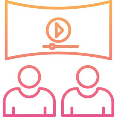 Viedeo izleyen insanlar, vektör illüstrasyonu basit tasarım