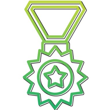 Kurdele ikon vektör illüstrasyonlu madalya 