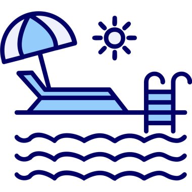 yüzme havuzu ikonu vektör illüstrasyonu