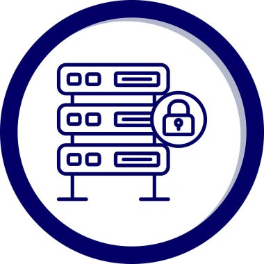 Şifrelenmiş sunucu simgesi, vektör illüstrasyonu basit tasarım