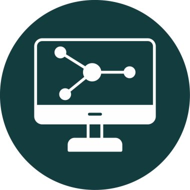Bilgisayar Simülasyonu simgesi, vektör illüstrasyonu basit tasarım