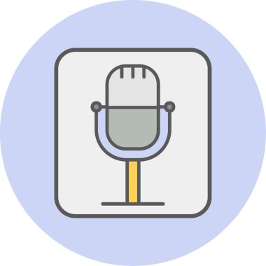 Retro mikrofon simgesi, vektör çizim 