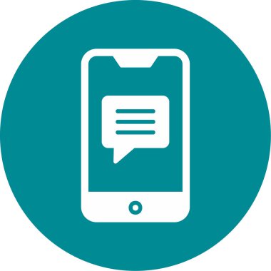 Ekran simgesinde konuşma balonu olan akıllı telefon, vektör illüstrasyon grafik tasarımı 