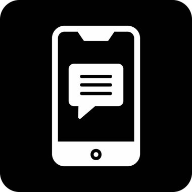 Ekran simgesinde konuşma balonu olan akıllı telefon, vektör illüstrasyon grafik tasarımı 