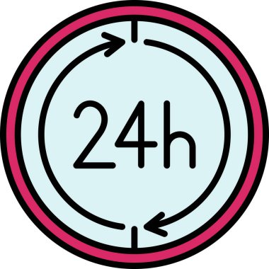 24 saat web simgesi, vektör illüstrasyonu 
