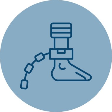 Bacağında kettlebell olan köle, vektör çizimi.  