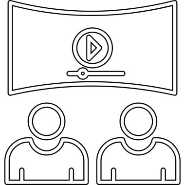 Viedeo izleyen insanlar, vektör illüstrasyonu basit tasarım