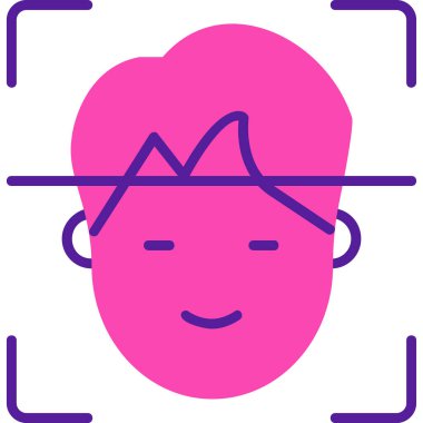 Yüz Tanıma vektör simgesi izole edildi. Yüz logosu taranıyor.