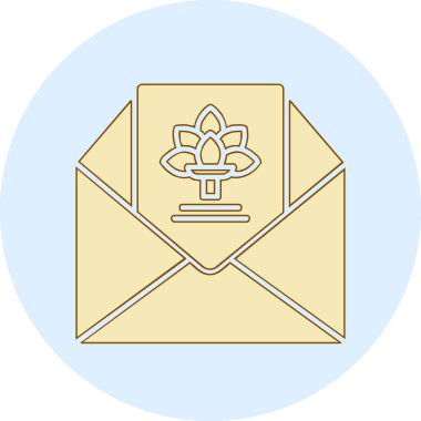 Çiçekli davetiye, zarf, vektör illüstrasyonlu 