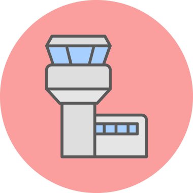 Uçuş Kontrol Kulesi web simgesi, vektör illüstrasyonu 