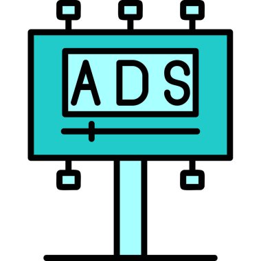 Reklam panosu simgesi, vektör illüstrasyonu basit tasarım