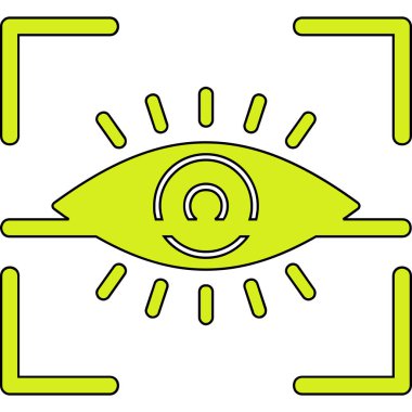 Göz Tarama Ağı simgesi, vektör illüstrasyonu. Tarama çerçevesi vektör ana hatları işaretli dijital göz