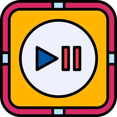 Duraklat düğmesini çal, simge. Web için vektör illüstrasyonu