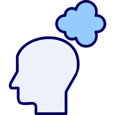 Düşünen baş simgesi, vektör çizimi basit tasarım