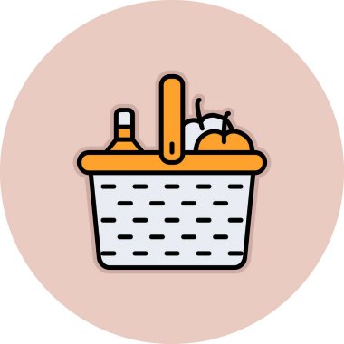 piknik sepeti simge vektör çizim