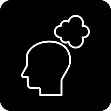 Düşünen baş simgesi, vektör çizimi basit tasarım