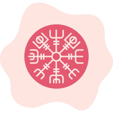 Vegvisir runik pusula simgesi, vektör illüstrasyonu.