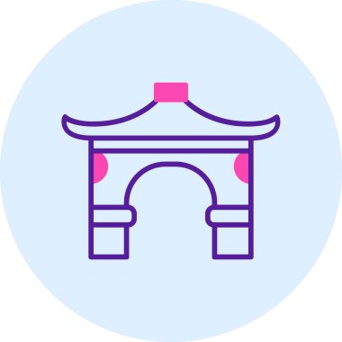 Çin geleneksel kemer ağ illüstrasyon tasarımı