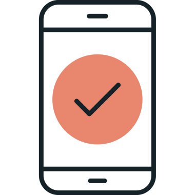 Tik işaretli telefon, vektör illüstrasyonu basit tasarım