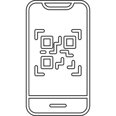 Cep telefonu ekranında QR kodu, vektör illüstrasyonu basit tasarım