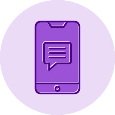 Ekran simgesinde konuşma balonu olan akıllı telefon, vektör illüstrasyon grafik tasarımı 