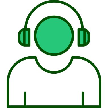 Etkilendirici kulaklık takar Web simgesi, vektör illüstrasyonu