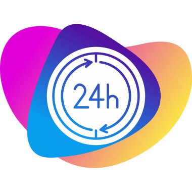 24 saat web simgesi, vektör illüstrasyonu 