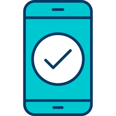 Tik işaretli telefon, vektör illüstrasyonu basit tasarım