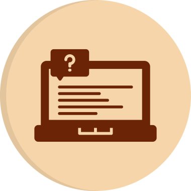  Soru işareti olan dizüstü bilgisayar simgesi. Vektör illüstrasyonu 