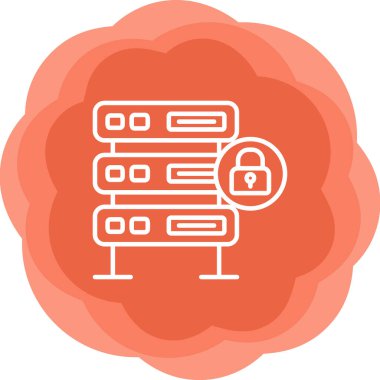 Şifrelenmiş sunucu simgesi, vektör illüstrasyonu basit tasarım