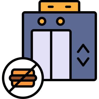 Yemek işareti olmayan asansör, vektör çizimi basit tasarım