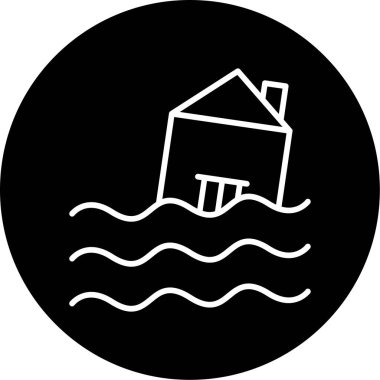 Sel, su simgesindeki ev, vektör illüstrasyonu