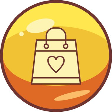 Aşk ikonlu alışveriş çantası, vektör illüstrasyonu