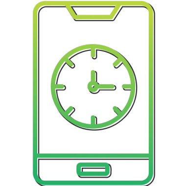 saat ve vektör illüstrasyonlu cep telefonu