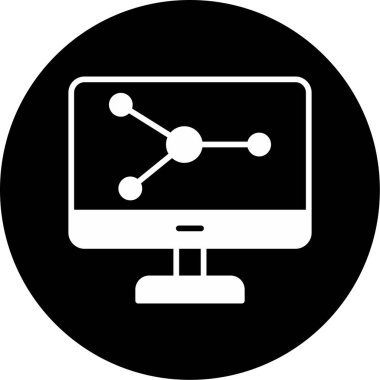 Bilgisayar Simülasyonu simgesi, vektör illüstrasyonu basit tasarım