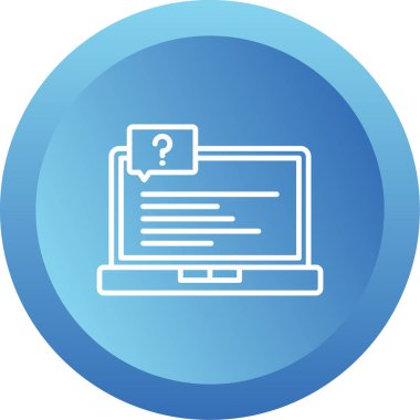  Soru işareti olan dizüstü bilgisayar simgesi. Vektör illüstrasyonu 